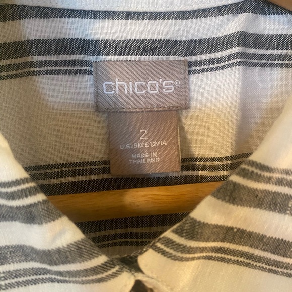 Chico's Sleeveless Button Down Striped Top - Gray and White - Picture 4 of 5
